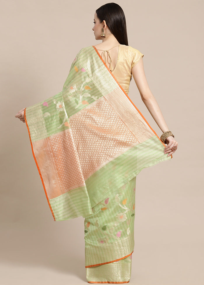 Green Silk Zari Saree Without Blouse Piece - Indian Silk House Agencies