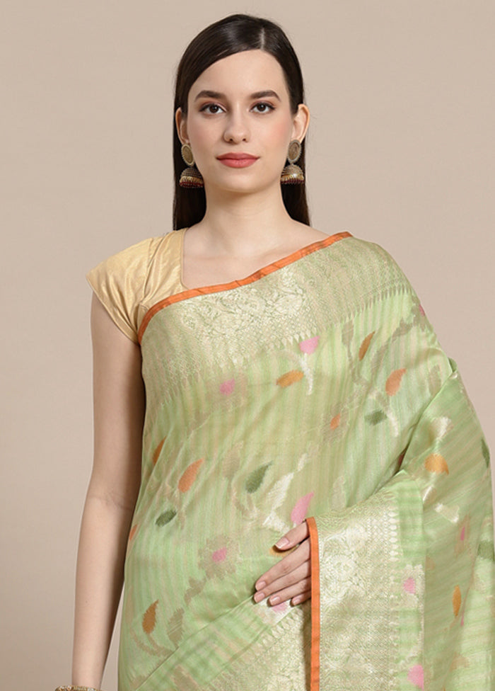 Green Silk Zari Saree Without Blouse Piece - Indian Silk House Agencies