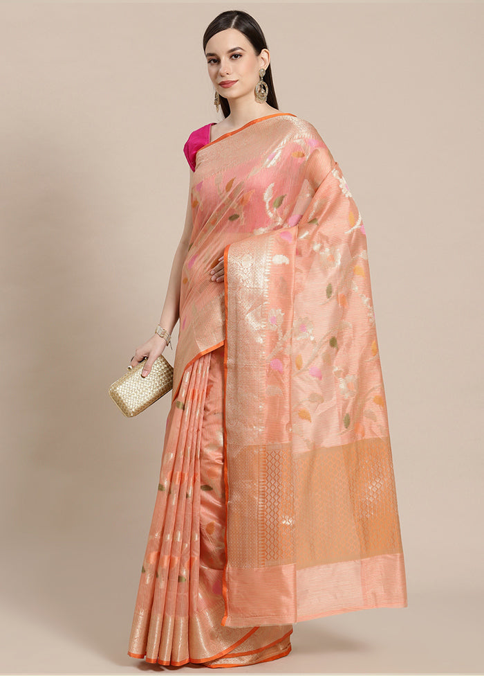 Pink Silk Zari Saree Without Blouse Piece - Indian Silk House Agencies