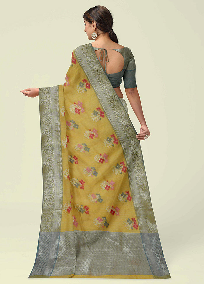 Yellow Silk Zari Saree Without Blouse Piece - Indian Silk House Agencies