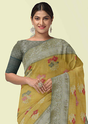 Yellow Silk Zari Saree Without Blouse Piece - Indian Silk House Agencies