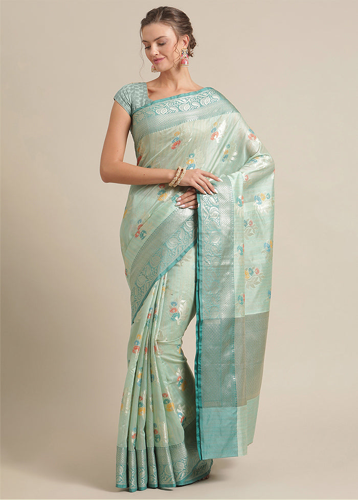 Green Silk Zari Saree Without Blouse Piece - Indian Silk House Agencies