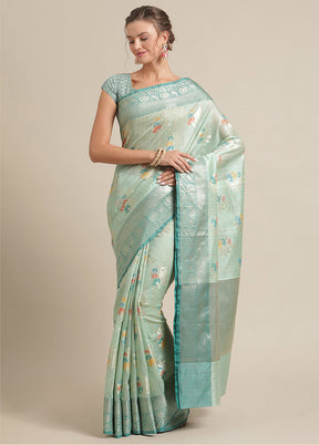 Green Silk Zari Saree Without Blouse Piece - Indian Silk House Agencies