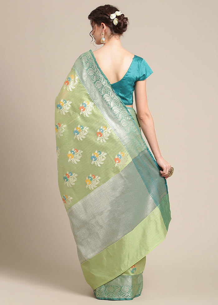 Green Silk Zari Saree Without Blouse Piece - Indian Silk House Agencies