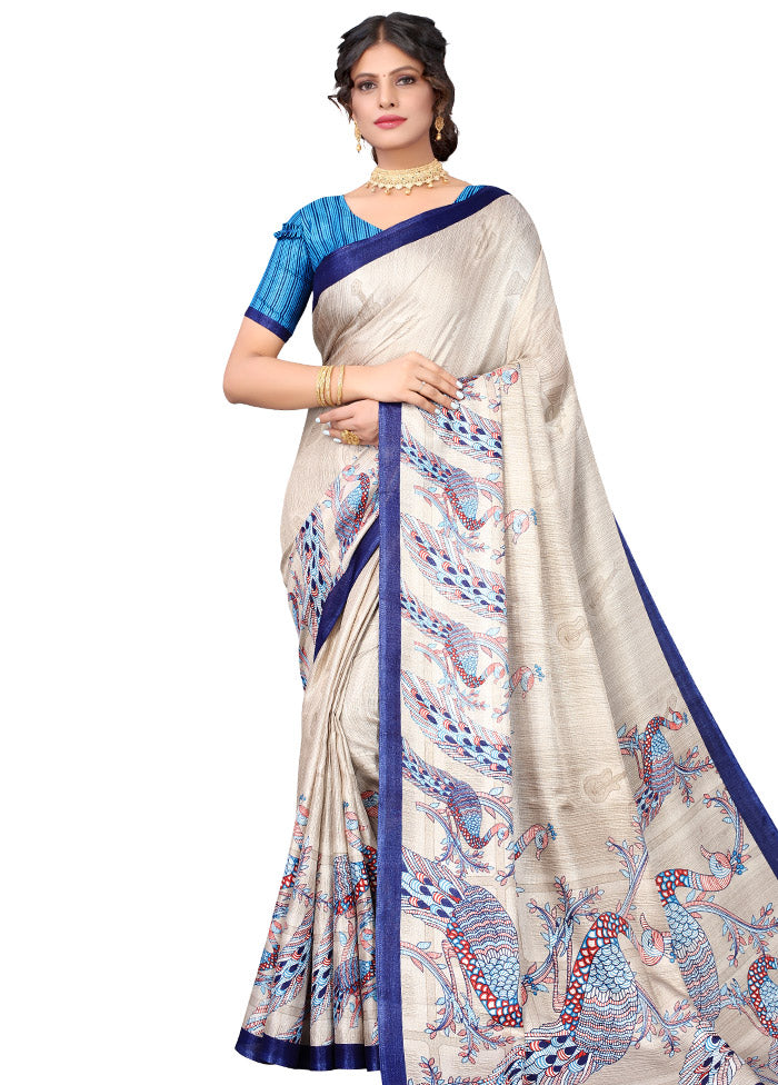 Blue Spun Silk Woven Saree With Blouse Piece - Indian Silk House Agencies