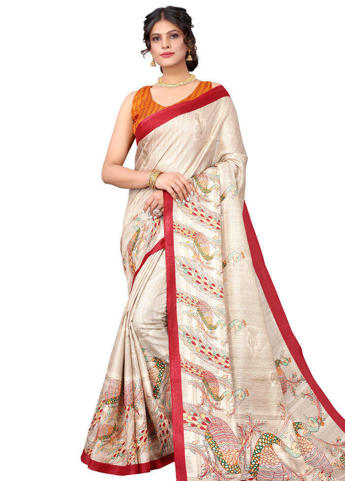 Red Spun Silk Woven Saree With Blouse Piece - Indian Silk House Agencies