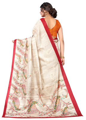 Red Spun Silk Woven Saree With Blouse Piece - Indian Silk House Agencies