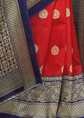 Red Spun Silk Woven Saree With Blouse Piece - Indian Silk House Agencies