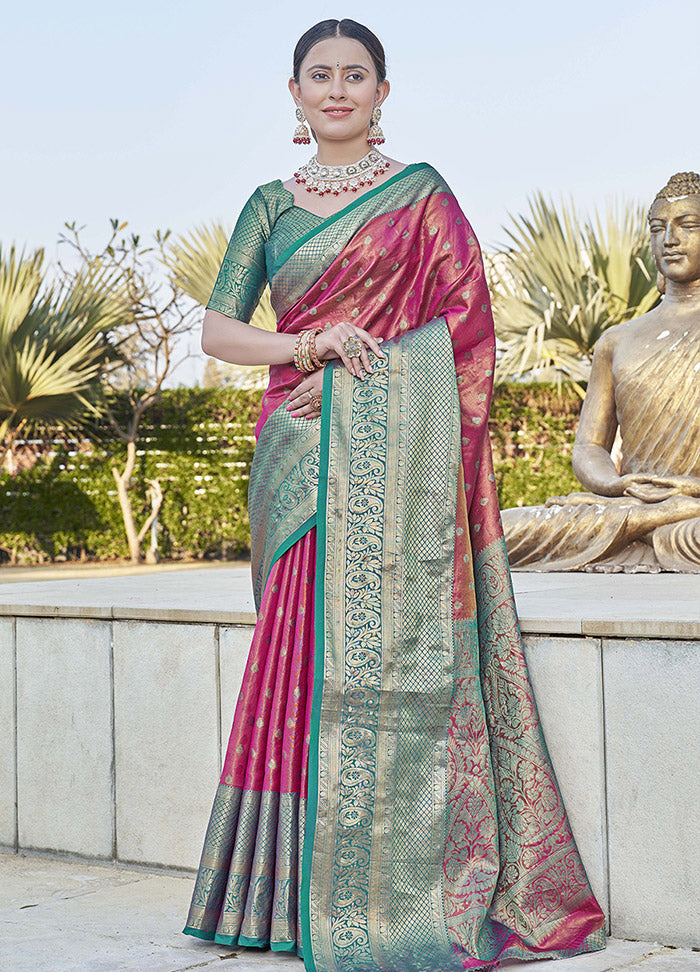 Pink Dupion Silk Saree With Blouse Piece - Indian Silk House Agencies