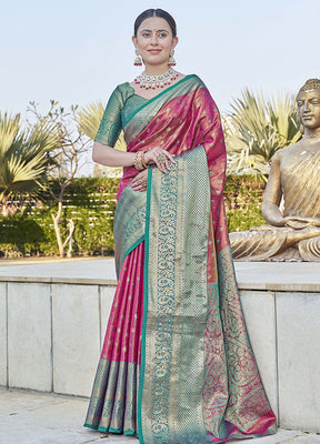 Pink Dupion Silk Saree With Blouse Piece - Indian Silk House Agencies