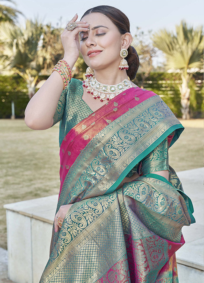 Pink Dupion Silk Saree With Blouse Piece