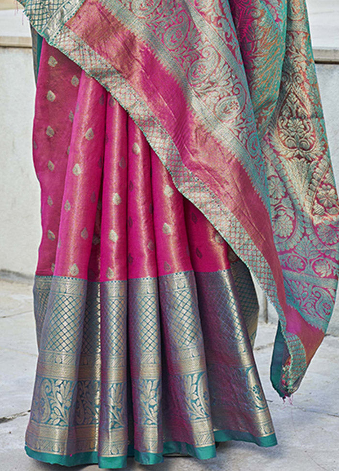 Pink Dupion Silk Saree With Blouse Piece