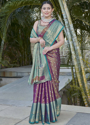 Purple Dupion Silk Saree With Blouse Piece - Indian Silk House Agencies