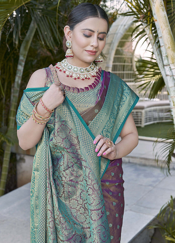 Purple Dupion Silk Saree With Blouse Piece - Indian Silk House Agencies