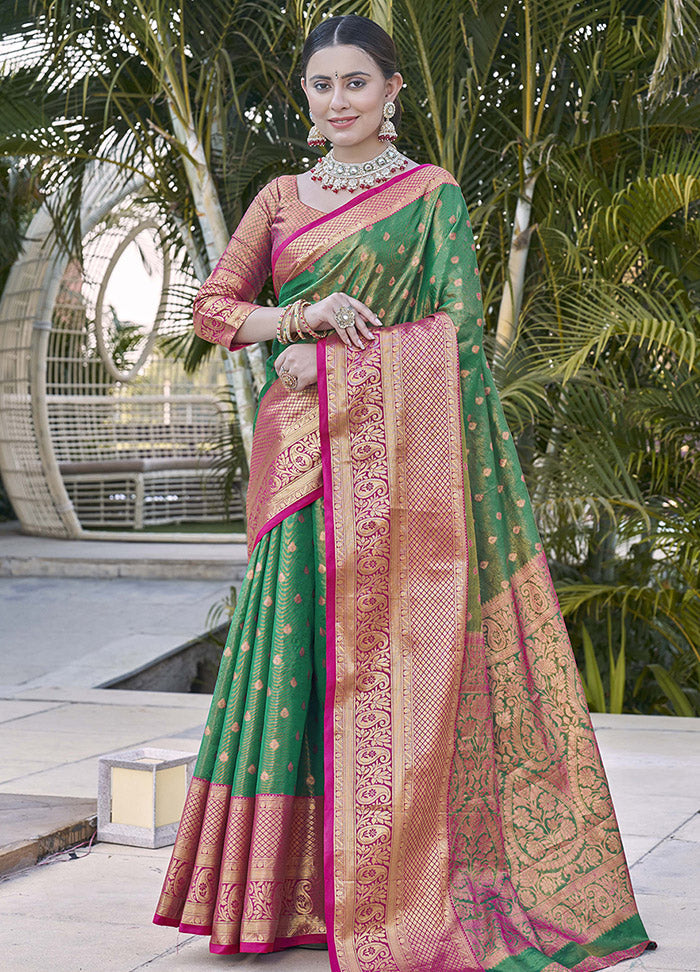 Rama Dupion Silk Saree With Blouse Piece - Indian Silk House Agencies