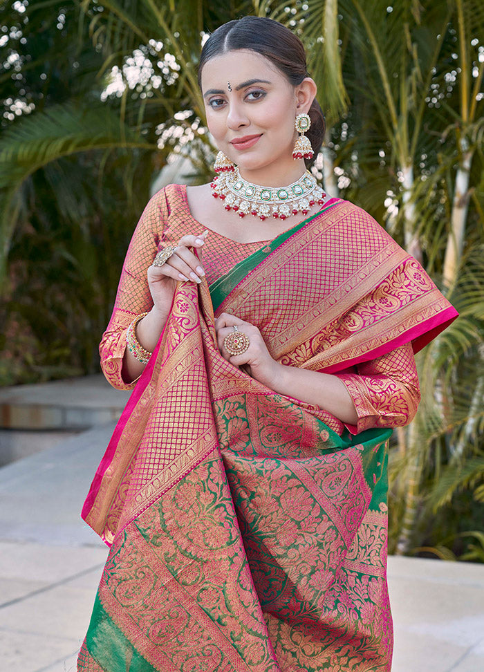 Rama Dupion Silk Saree With Blouse Piece - Indian Silk House Agencies