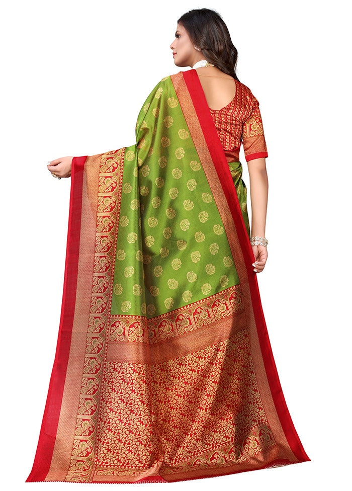 Dark Green Spun Silk Woven Saree With Blouse Piece - Indian Silk House Agencies