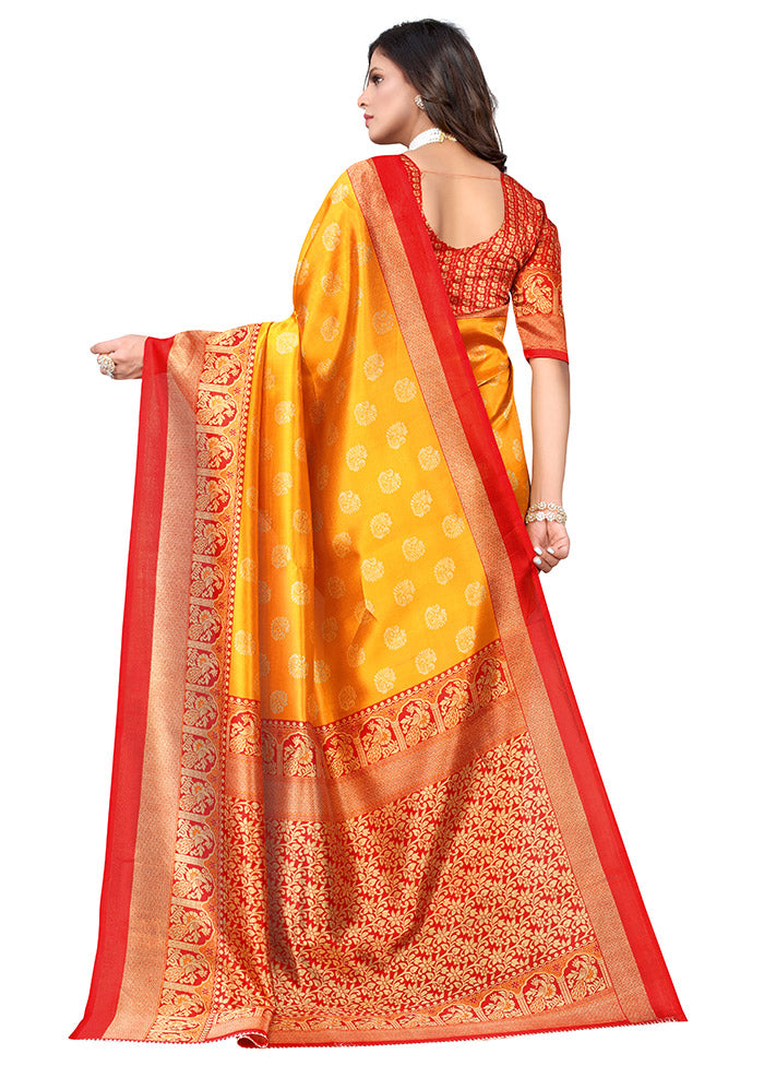 Mustard Spun Silk Woven Saree With Blouse Piece - Indian Silk House Agencies