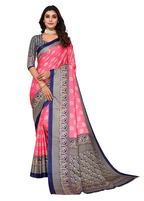 Peach Dupion Silk Saree With Blouse Piece