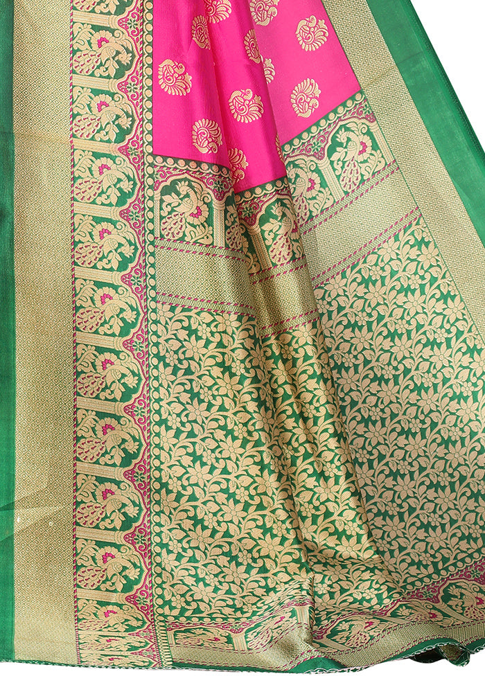 Pink Dupion Silk Saree With Blouse Piece