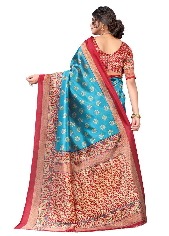 Rama Dupion Silk Saree With Blouse Piece