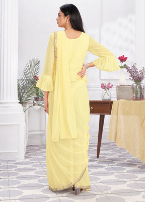 Yellow Georgette Saree With Blouse Piece