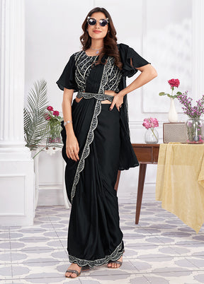 Black Georgette Saree With Blouse Piece