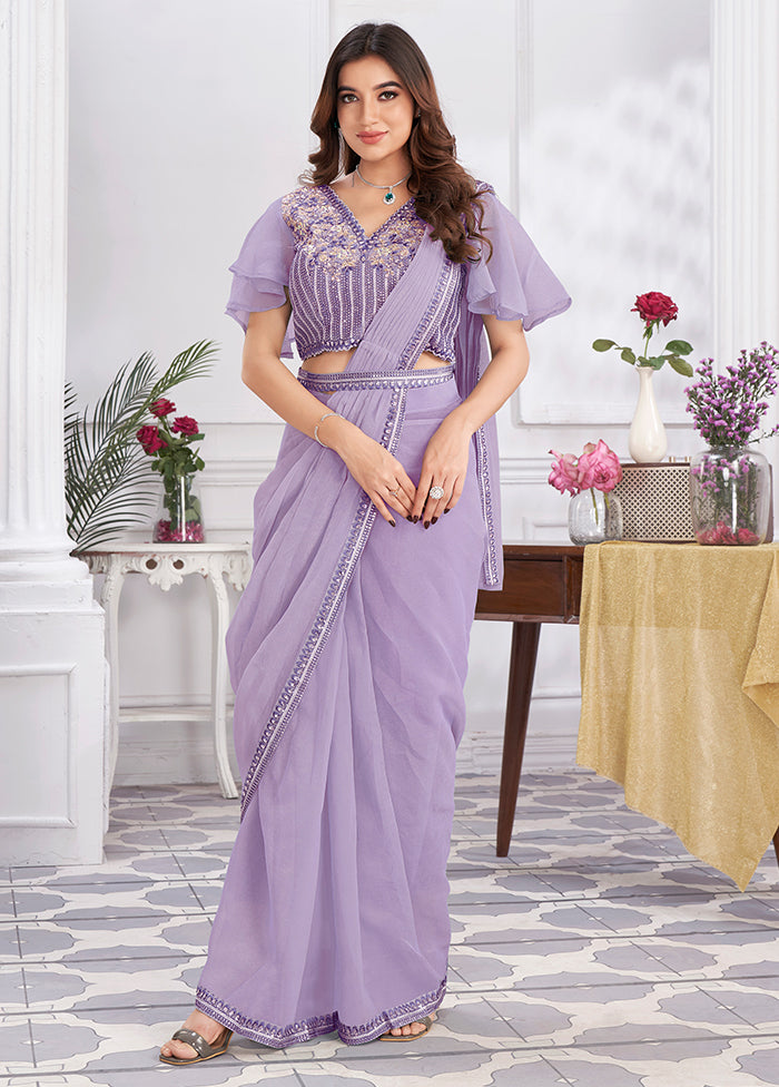 Mauve Georgette Saree With Blouse Piece