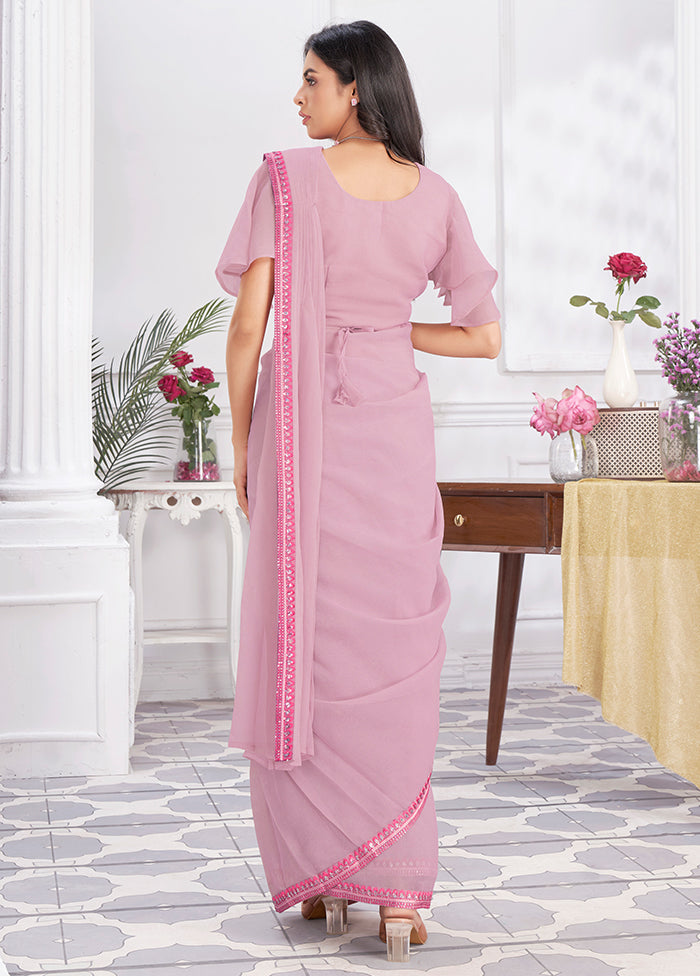 Pink Georgette Saree With Blouse Piece