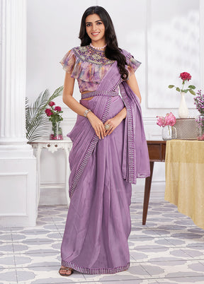 Pink Georgette Saree With Blouse Piece