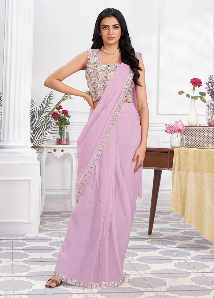 Mauve Georgette Saree With Blouse Piece