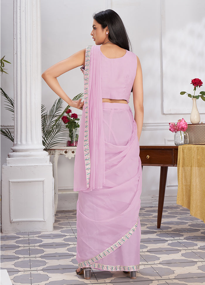 Mauve Georgette Saree With Blouse Piece