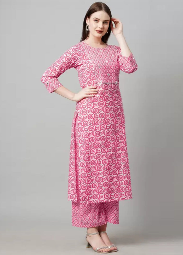 2 Pc Pink Readymade Cotton Kurti Set