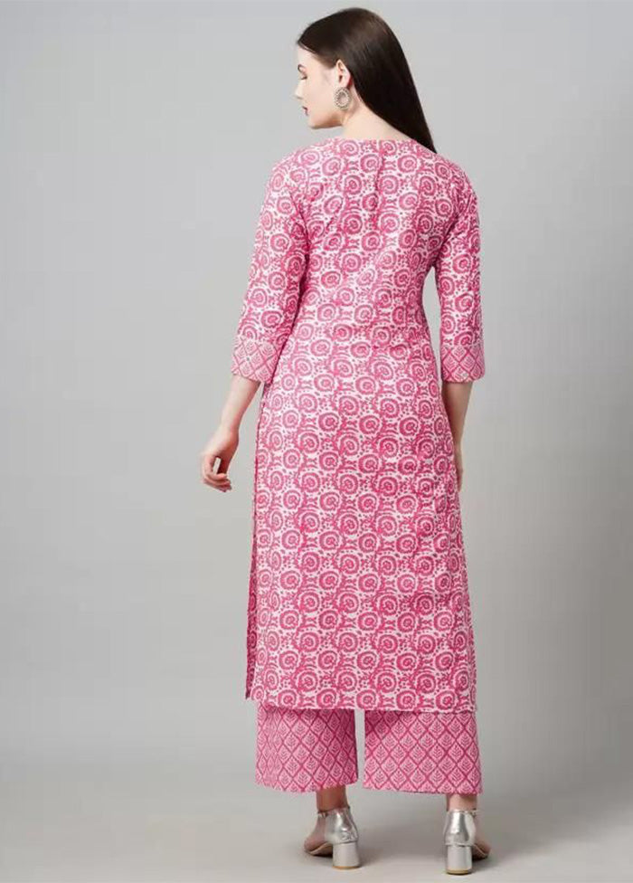 2 Pc Pink Readymade Cotton Kurti Set