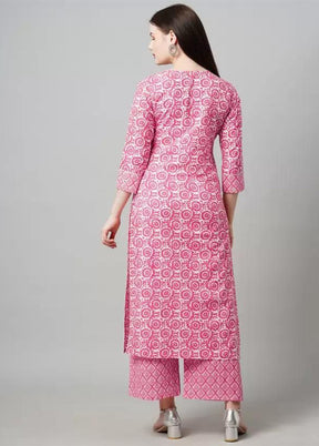 2 Pc Pink Readymade Cotton Kurti Set