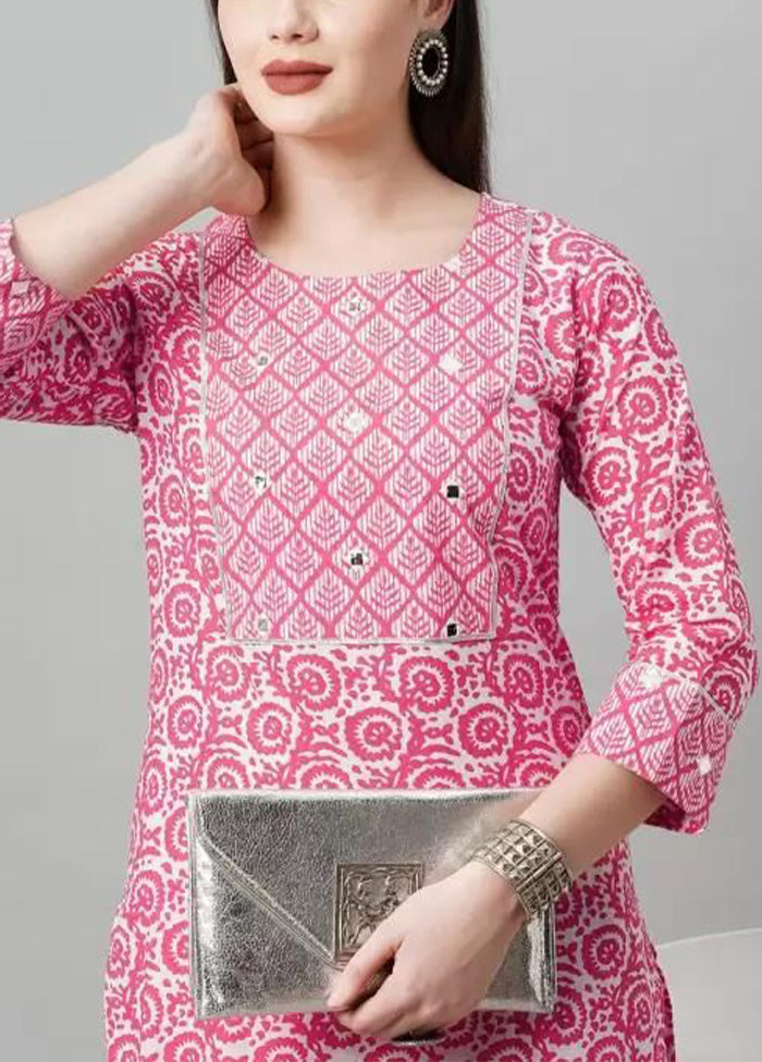 2 Pc Pink Readymade Cotton Kurti Set