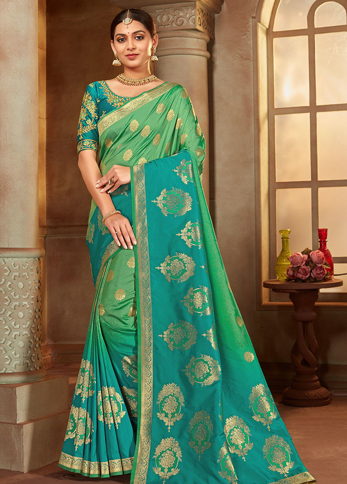 Light Green Spun Silk Woven Saree With Blouse Piece - Indian Silk House Agencies