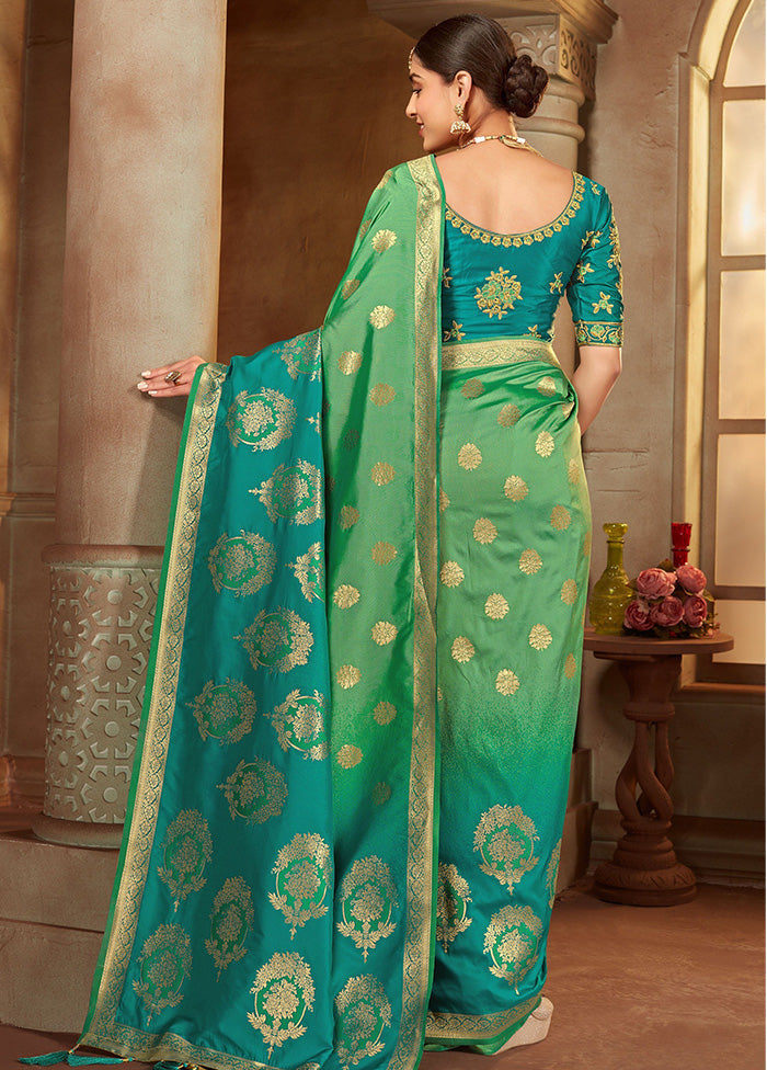 Light Green Spun Silk Woven Saree With Blouse Piece - Indian Silk House Agencies