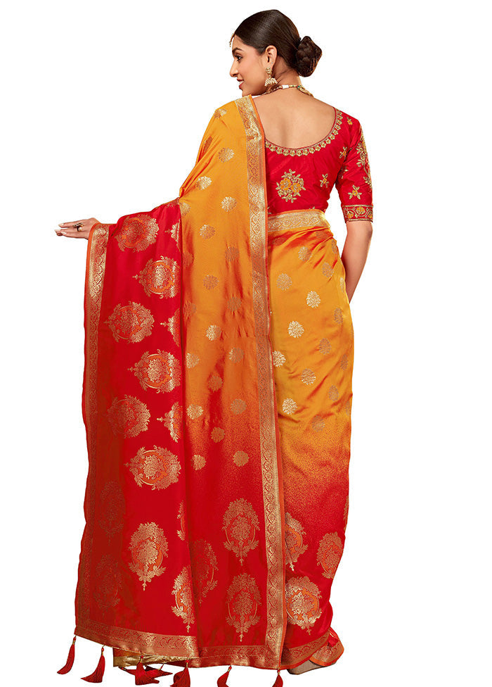 Yellow Spun Silk Woven Saree With Blouse Piece - Indian Silk House Agencies