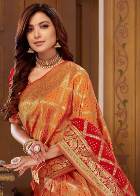 Yellow Spun Silk Woven Saree With Blouse Piece - Indian Silk House Agencies