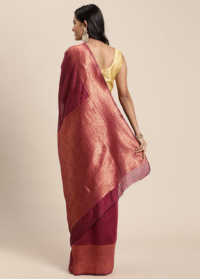 Wine Spun Silk Saree With Blouse Piece - Indian Silk House Agencies