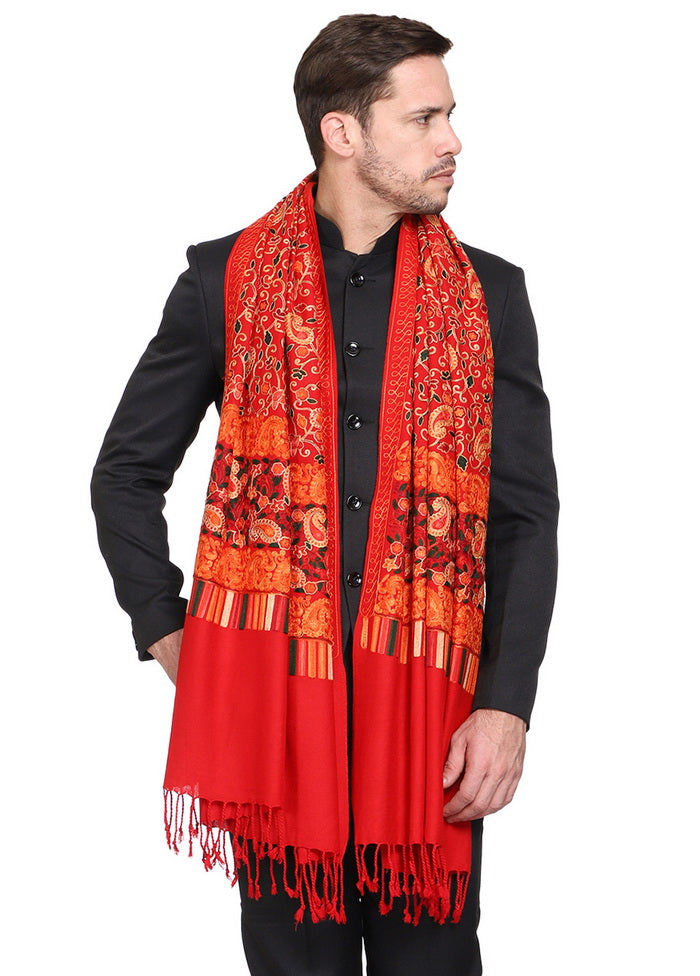 Red Acrylic Wool Cashmilon Shawl - Indian Silk House Agencies