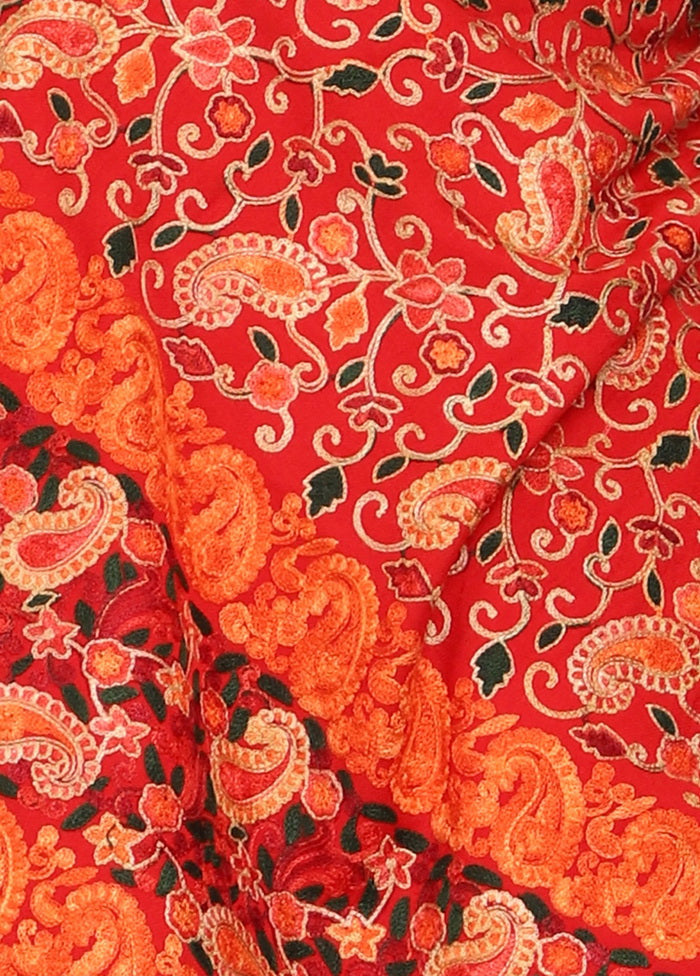 Red Acrylic Wool Cashmilon Shawl - Indian Silk House Agencies