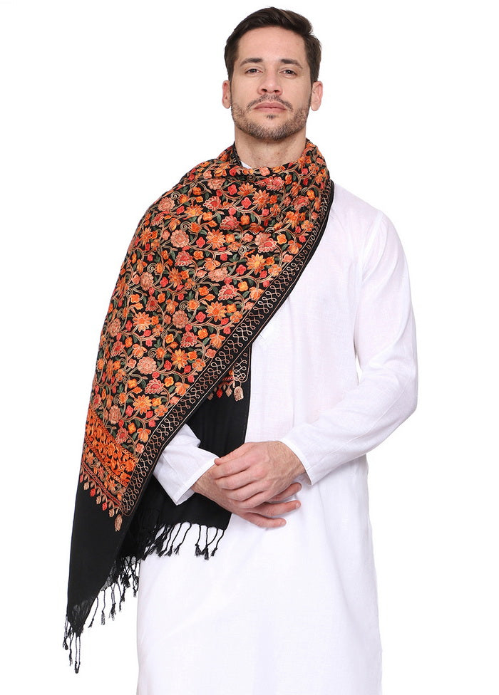 Black Acrylic Wool Cashmilon Shawl - Indian Silk House Agencies