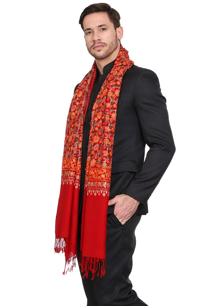 Red Acrylic Wool Cashmilon Shawl - Indian Silk House Agencies