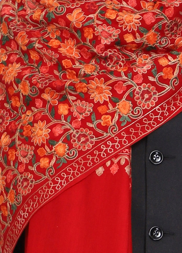 Red Acrylic Wool Cashmilon Shawl - Indian Silk House Agencies