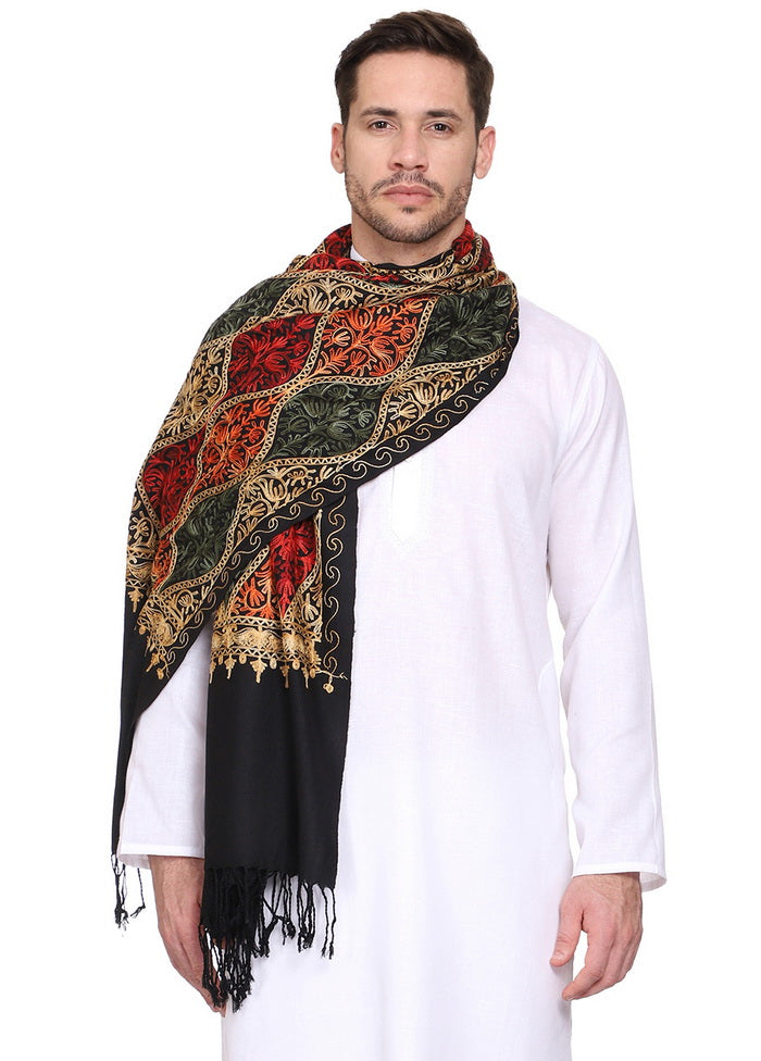 Black Acrylic Wool Cashmilon Shawl - Indian Silk House Agencies