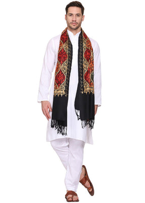 Black Acrylic Wool Cashmilon Shawl - Indian Silk House Agencies