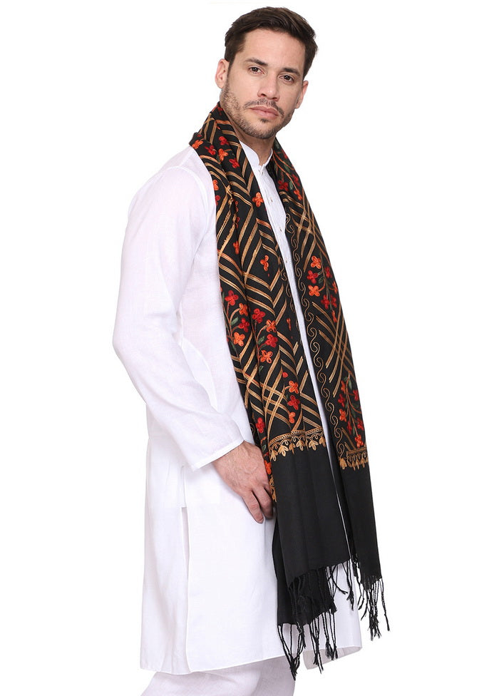 Black Acrylic Wool Cashmilon Shawl - Indian Silk House Agencies