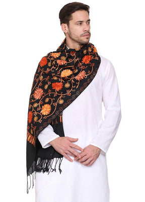 Black Acrylic Wool Cashmilon Shawl - Indian Silk House Agencies